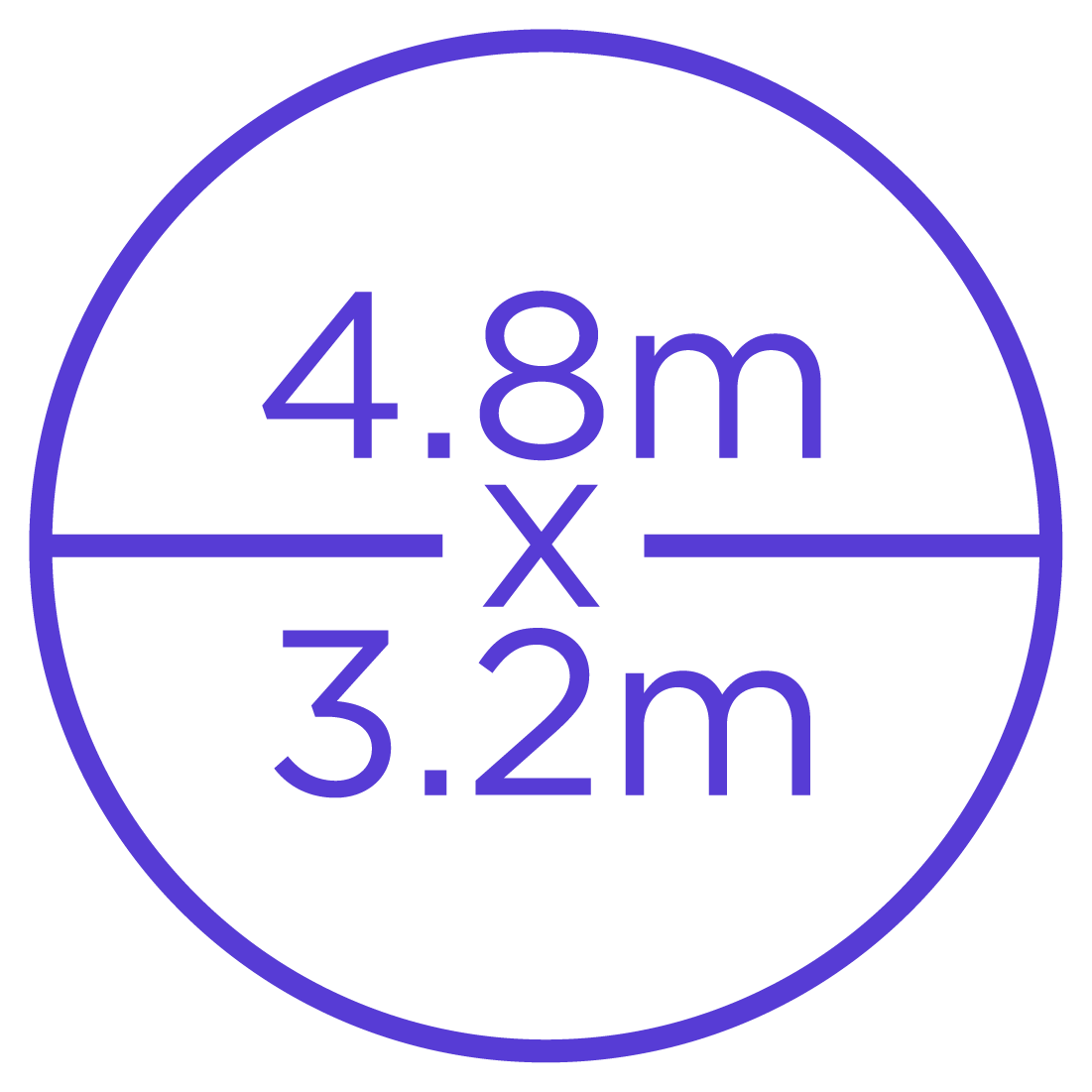 Dimensiones de 7.2 por 4.8 metros